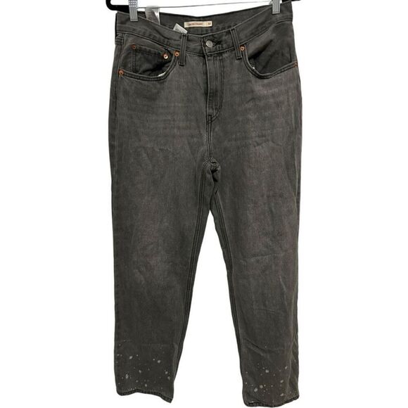 Levi's Low Pro Straight Gray Polka Dot Ankle Jeans Womens Size 31 Splatter Acid - Picture 1 of 10